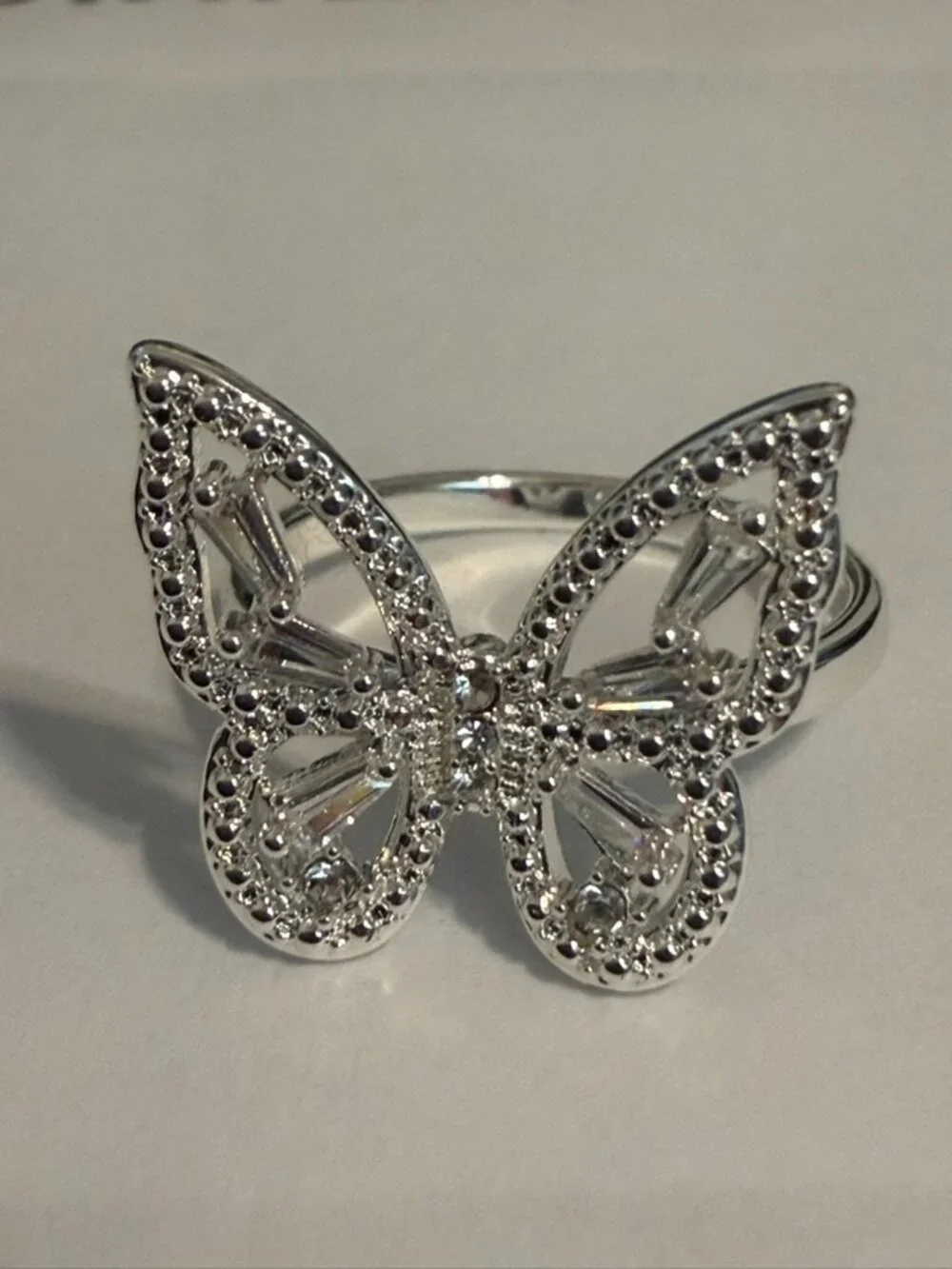 STUNNING Silver-Plated CZ Butterfly Statement Ring - Size 7 | Versatile Bling 🦋